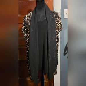 Dressbarn Animal Print Open Front Cardigan With Built In Tank Top